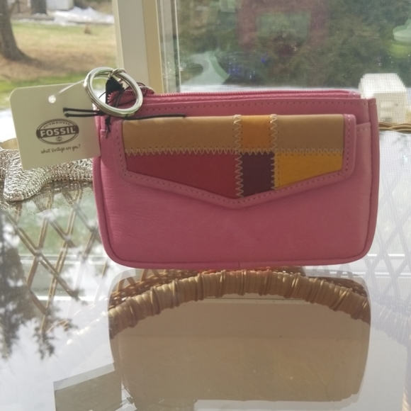 Fossil Handbags - Fossil pink leather deluxe coin/ key purse